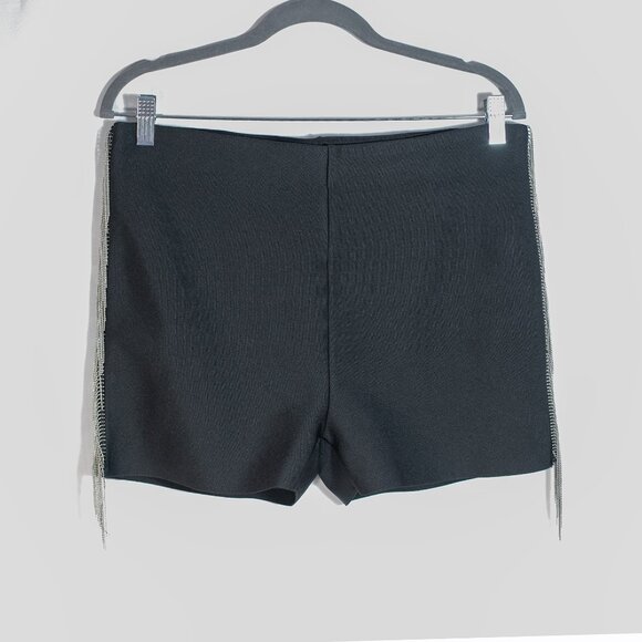 NWOT Akira Rhinestone Fringe Trim Shorts Haigh Waist Black Size XL - Picture 6 of 16
